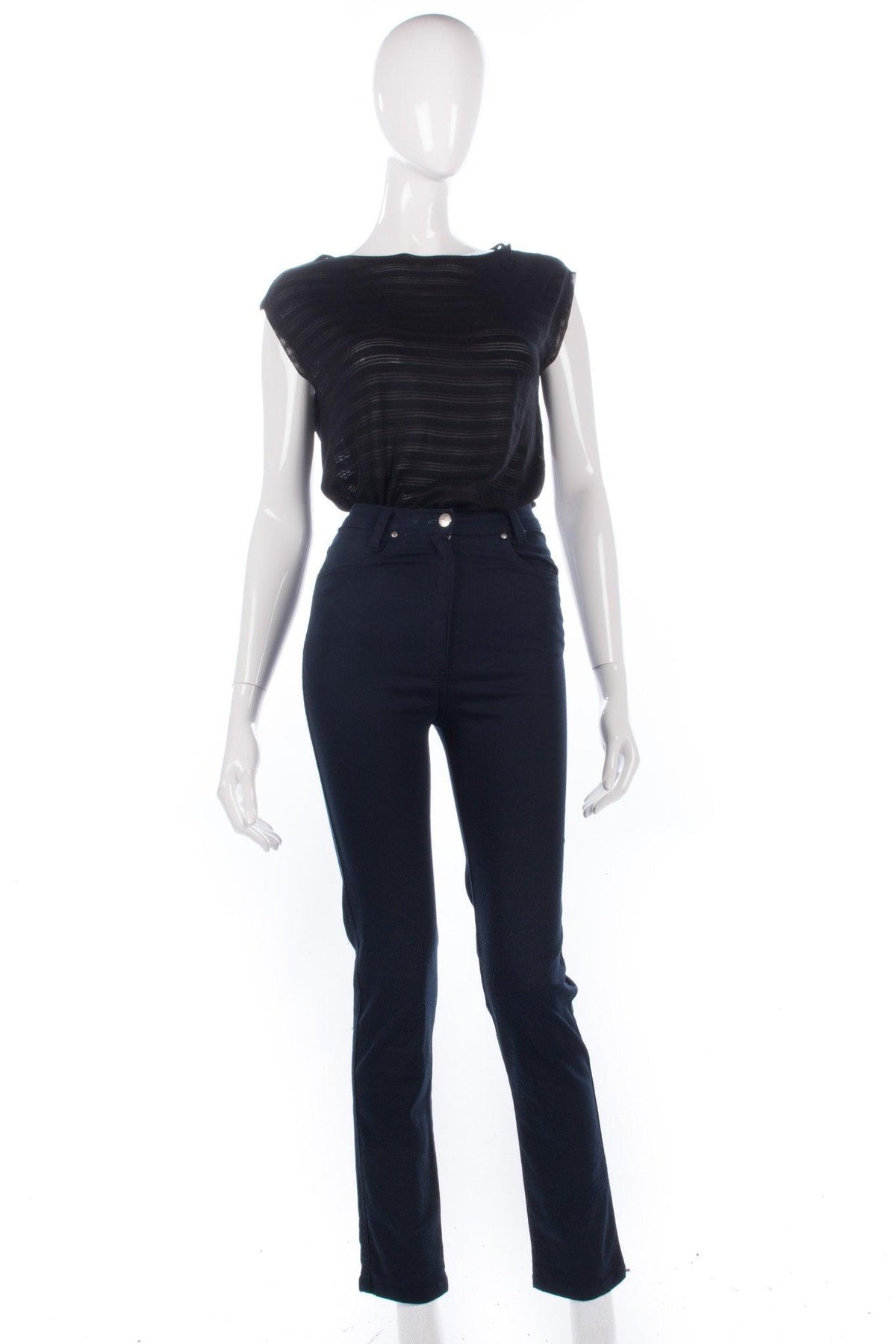 Stratos Collection High Waisted Jeans Dark Blue Stretch Waist Size 6/8 - Ava & Iva