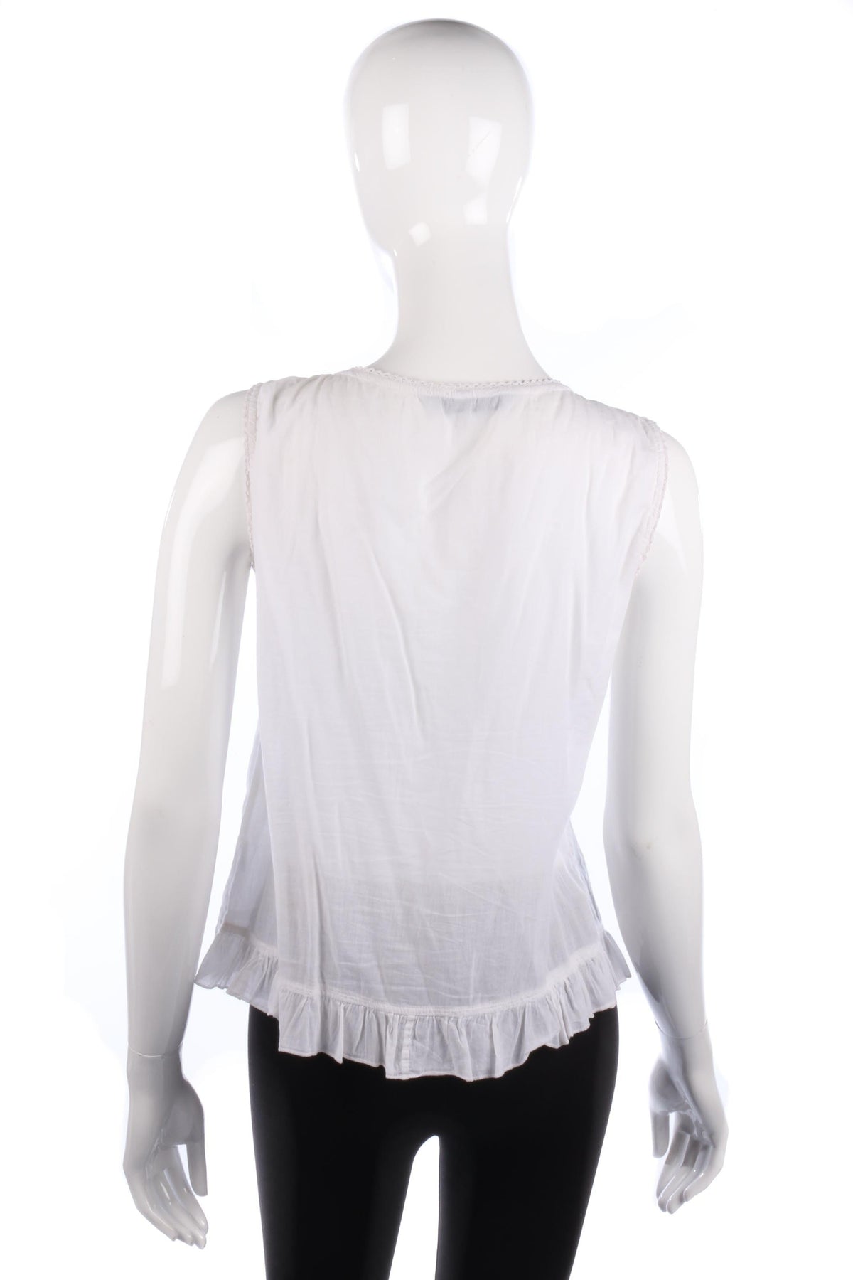 Odel Cotton White Sleeveless Top with Beading Detail Size M - Ava & Iva