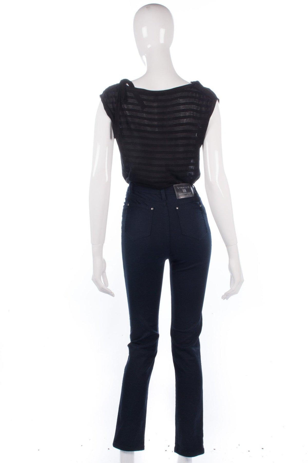 Stratos Collection High Waisted Jeans Dark Blue Stretch Waist Size 6/8 - Ava & Iva