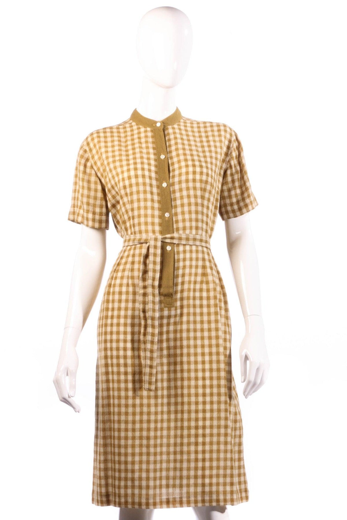 Donald Davies mustard checked dress size 14