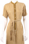 Donald Davies mustard checked dress size 14 detail