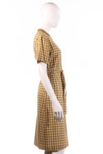 Donald Davies mustard checked dress size 14 side