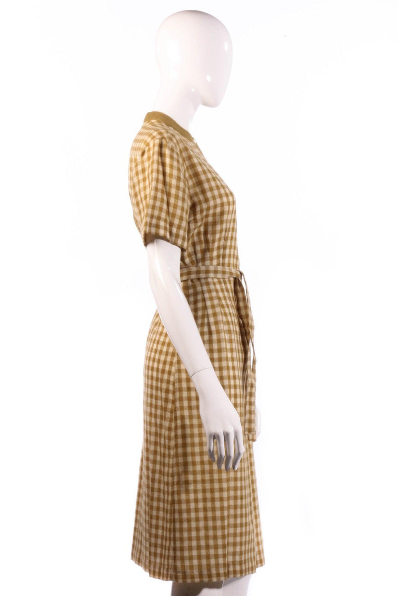 Donald Davies mustard checked dress size 14 side