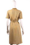 Donald Davies mustard checked dress size 14 back