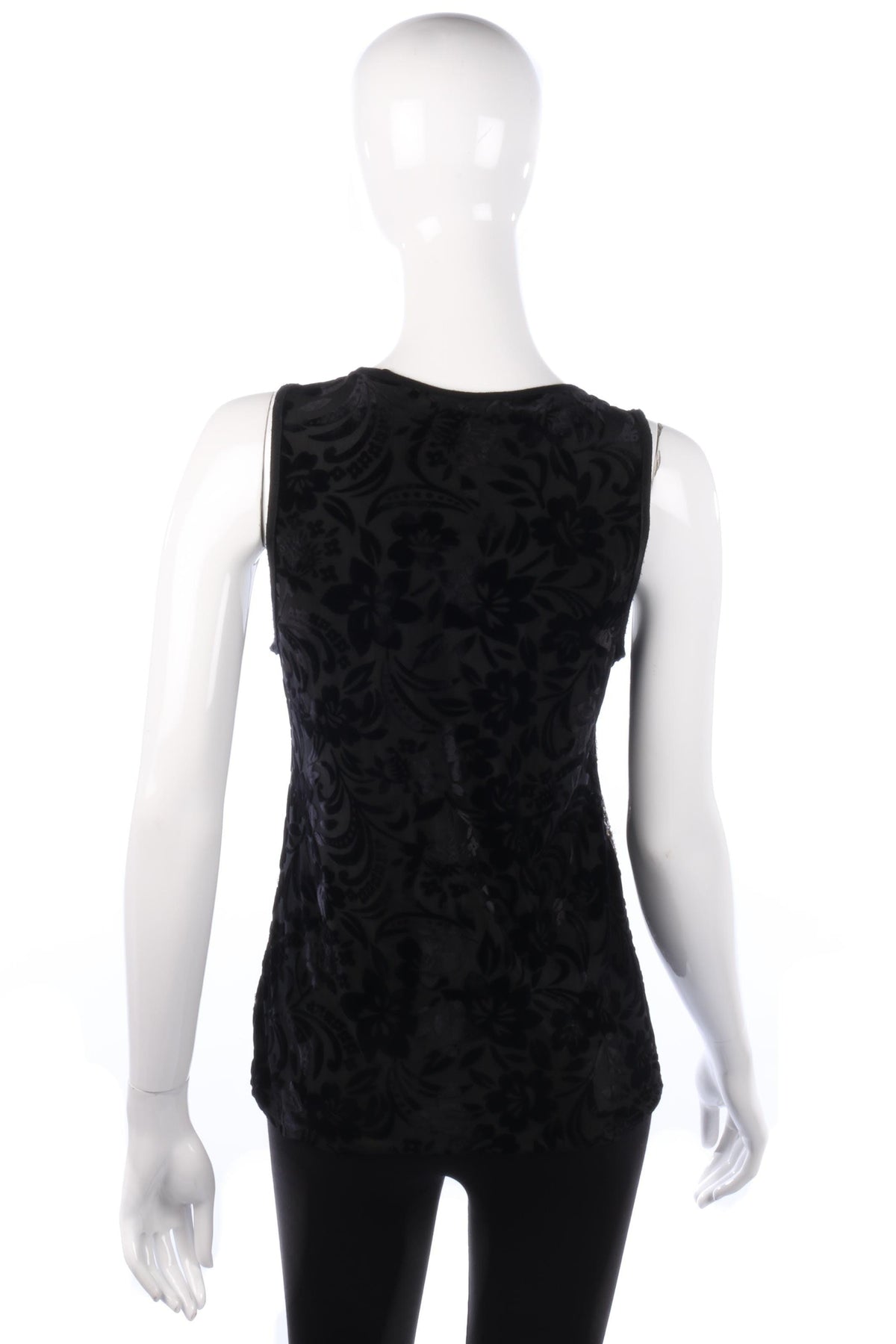 Cream Sleeveless Top Black Velvet with Metallic Sequins Size M - Ava & Iva