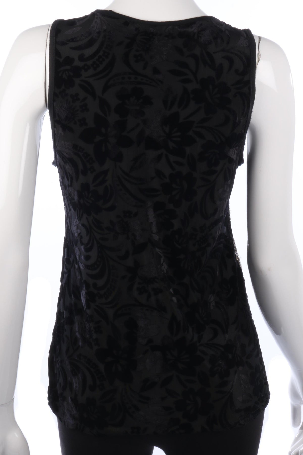 Cream Sleeveless Top Black Velvet with Metallic Sequins Size M - Ava & Iva