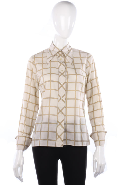 Double Two 1970s Vintage Ladies Check Shirt  Pointed Collar Size 10/12 - Ava & Iva