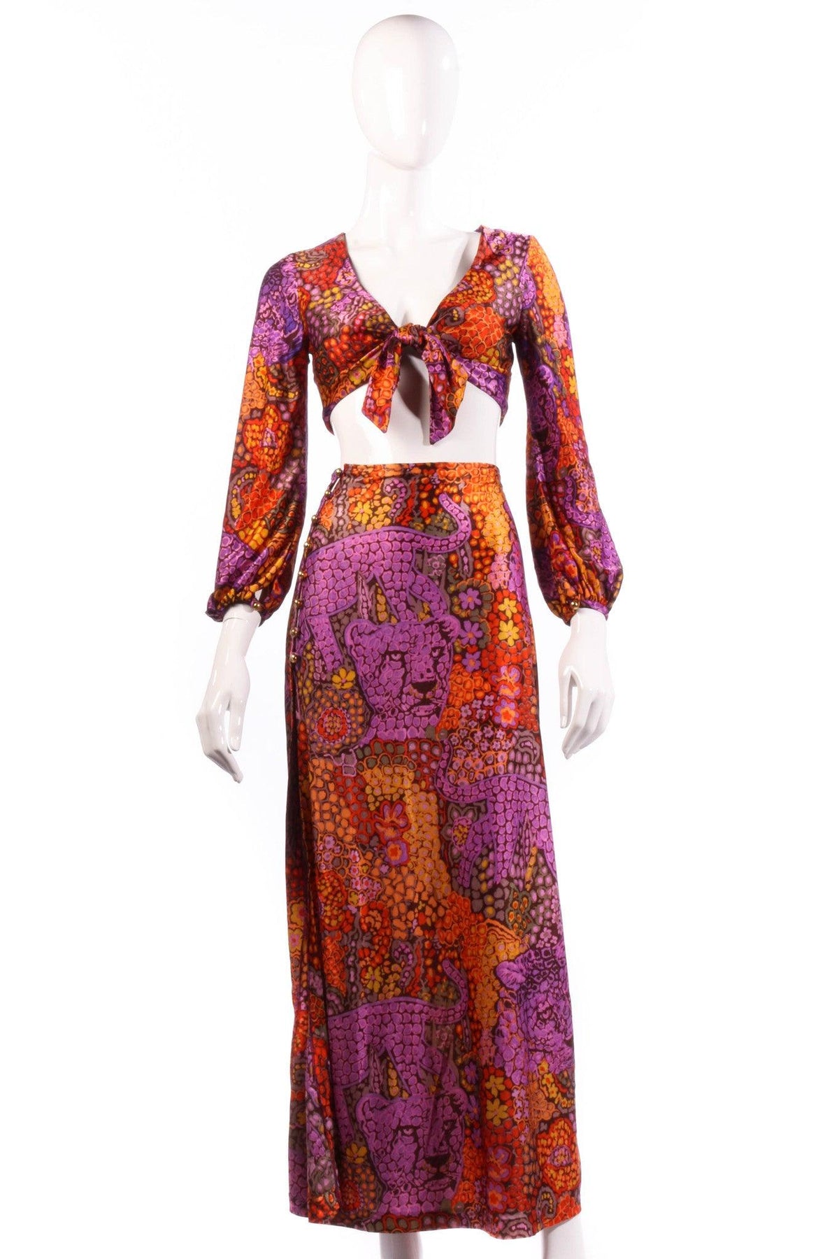 Foreign made patterned top and skirt 