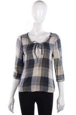 Hollister Cotton Folk Top Blue and Cream Check Size L - Ava & Iva