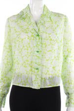 1970s vintage cotton lime green floral blouse size M/L - Ava & Iva