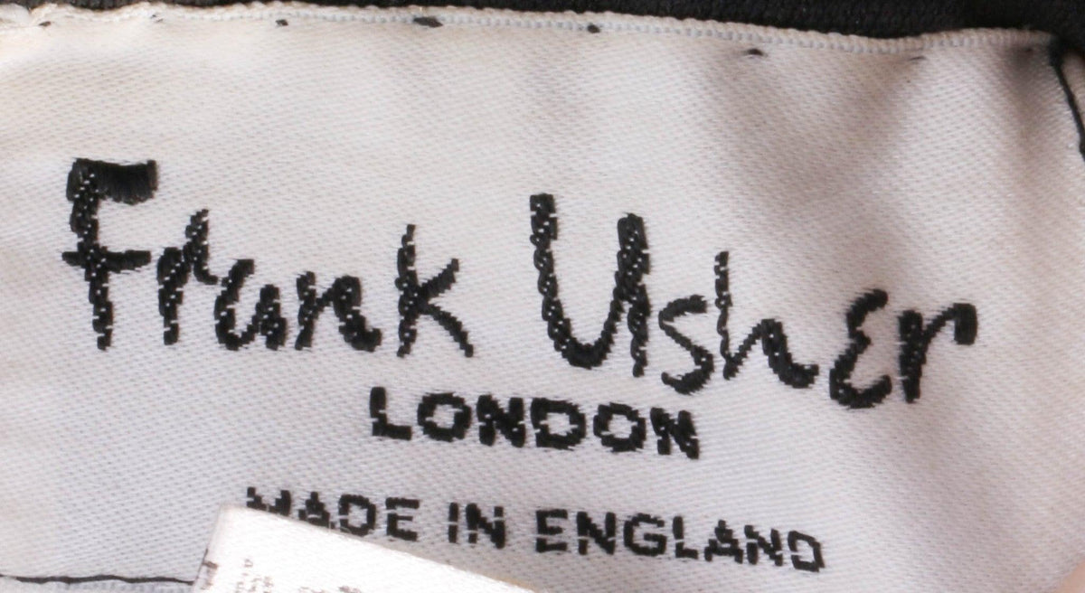 Frank Usher black dress with tie neck label