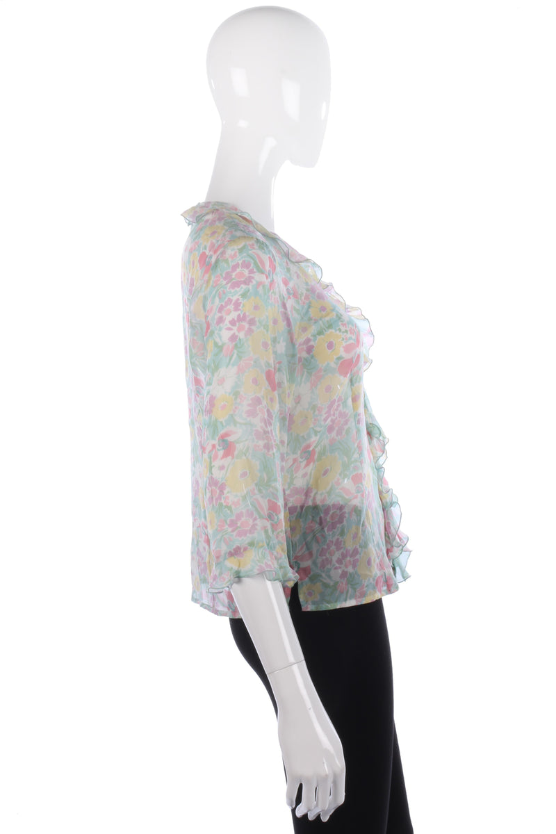 Green floral silk blouse size M - Ava & Iva