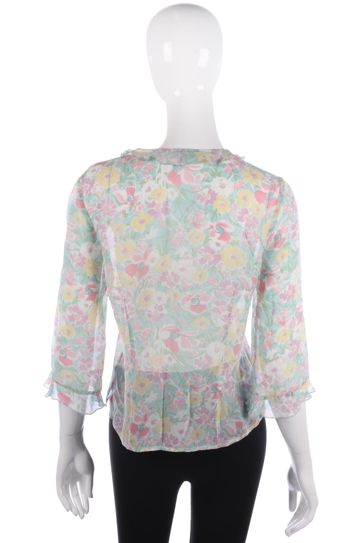 Green floral silk blouse size M - Ava & Iva