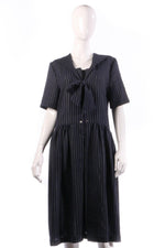 Navy pin striped dress with neck tie