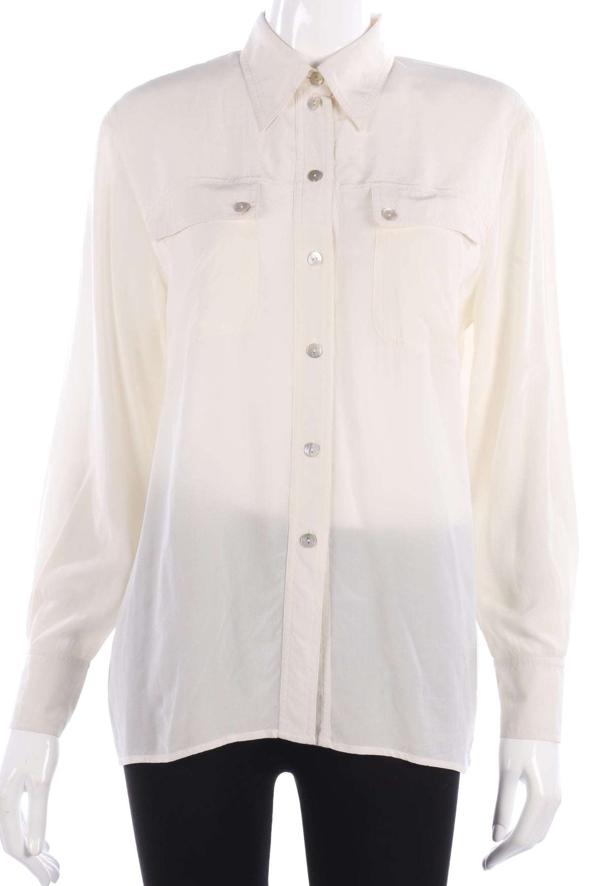 Bianca Cream 100% Silk Blouse Size (38) UK12 - Ava & Iva