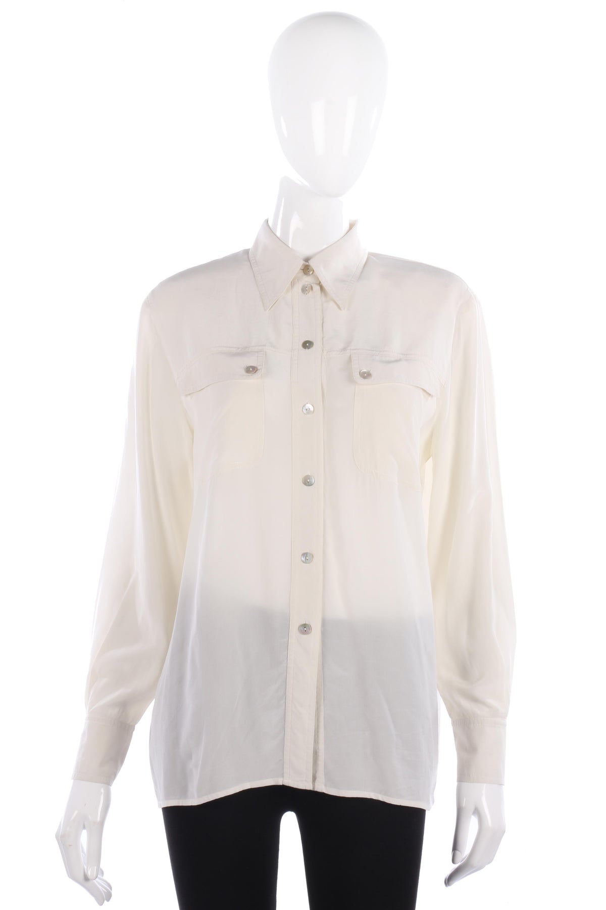 Bianca Cream 100% Silk Blouse Size (38) UK12 - Ava & Iva