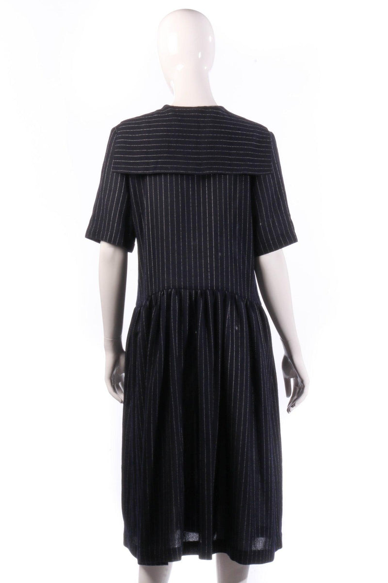 Navy pin striped dress with neck tie back