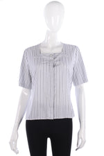 Lovely Vintage St Michael Vintage White Striped Blouse Cotton Size 10/12 - Ava & Iva