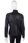 Soft Leather Biker Style Jacket Black with Zip Detail UK Size 10 - Ava & Iva