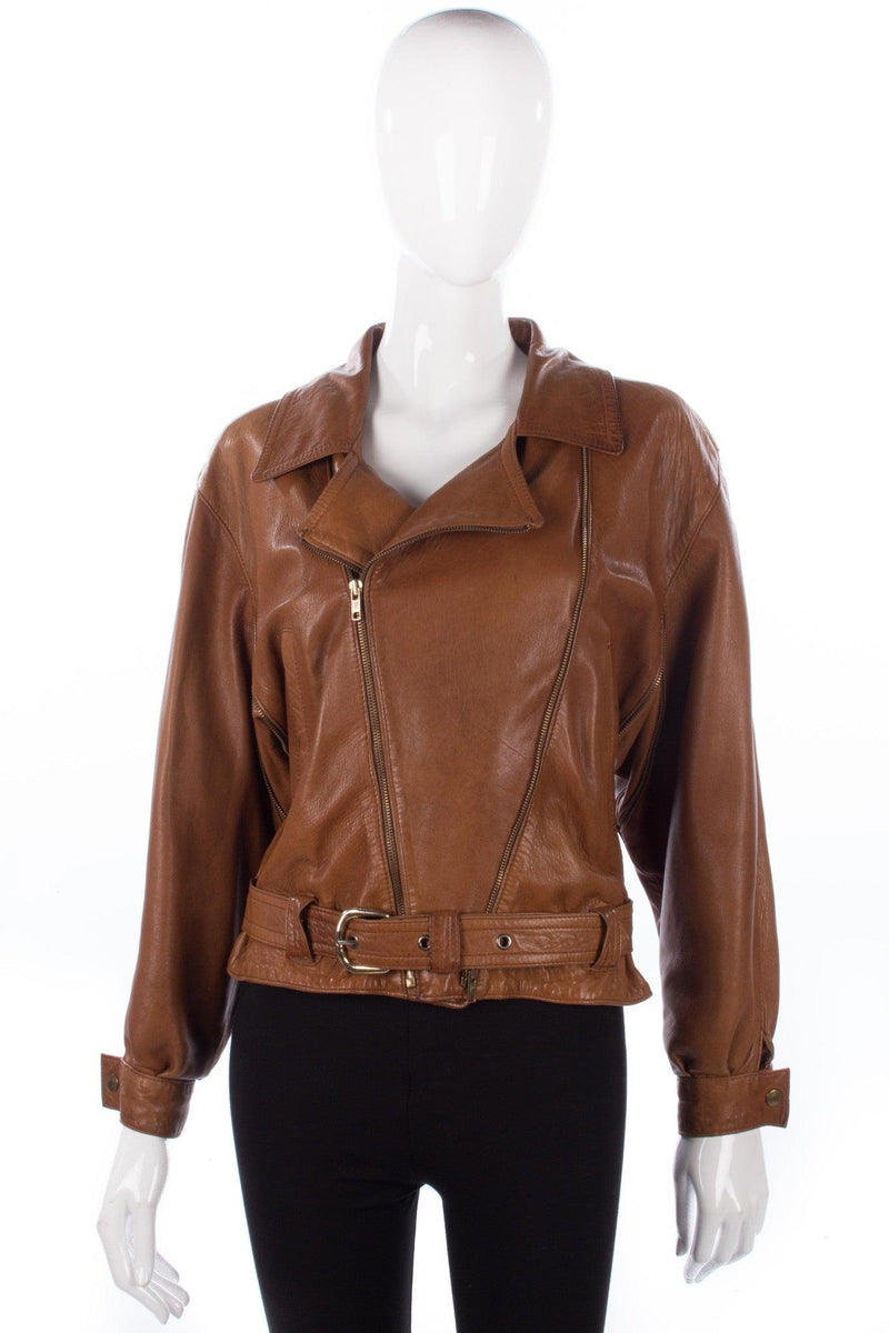 Arturo Biker Jacket Super Soft Brown Biker Style Leather Size 12/M - Ava & Iva