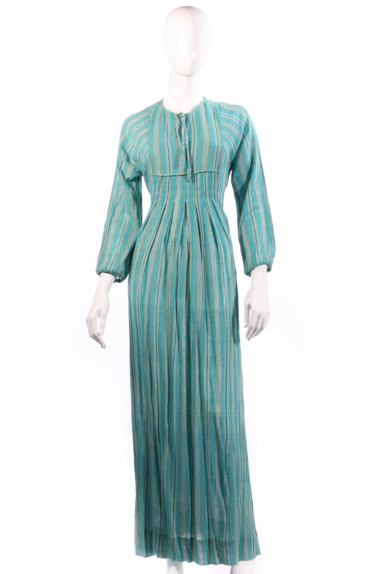 India Imports Blue and yellow striped vintage cotton maxi dress size XS - Ava & Iva