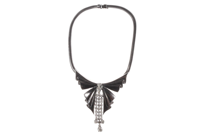 Dark metal necklace with butterfly 