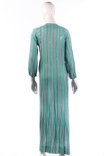 Blue and yellow striped cotton maxi dress size XS back
