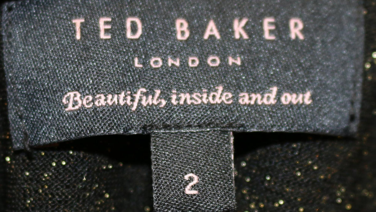 Ted Baker Black and Gold Lurex Type Sparkly Dress Size 10 - Ava & Iva