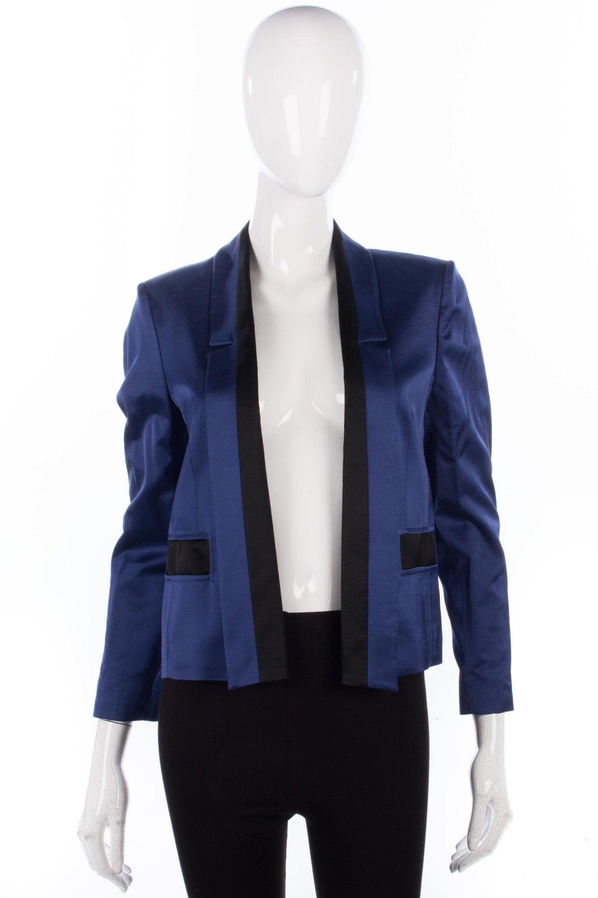 Jaeger Dinner Jacket Style Jacket Blue wih Black Edging Size 8 - Ava & Iva