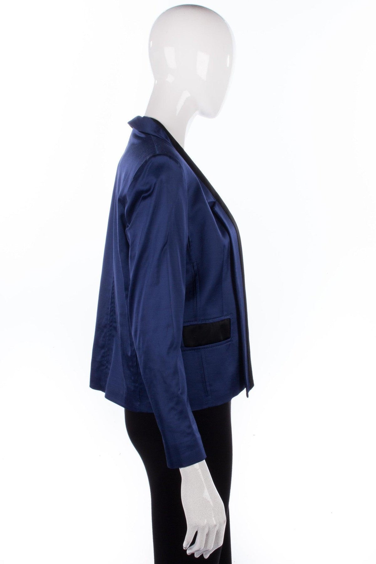 Jaeger Dinner Jacket Style Jacket Blue wih Black Edging Size 8 - Ava & Iva