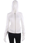Calvin Klein Hooded Zip Up Cardigan 100% Cotton White Size L - Ava & Iva
