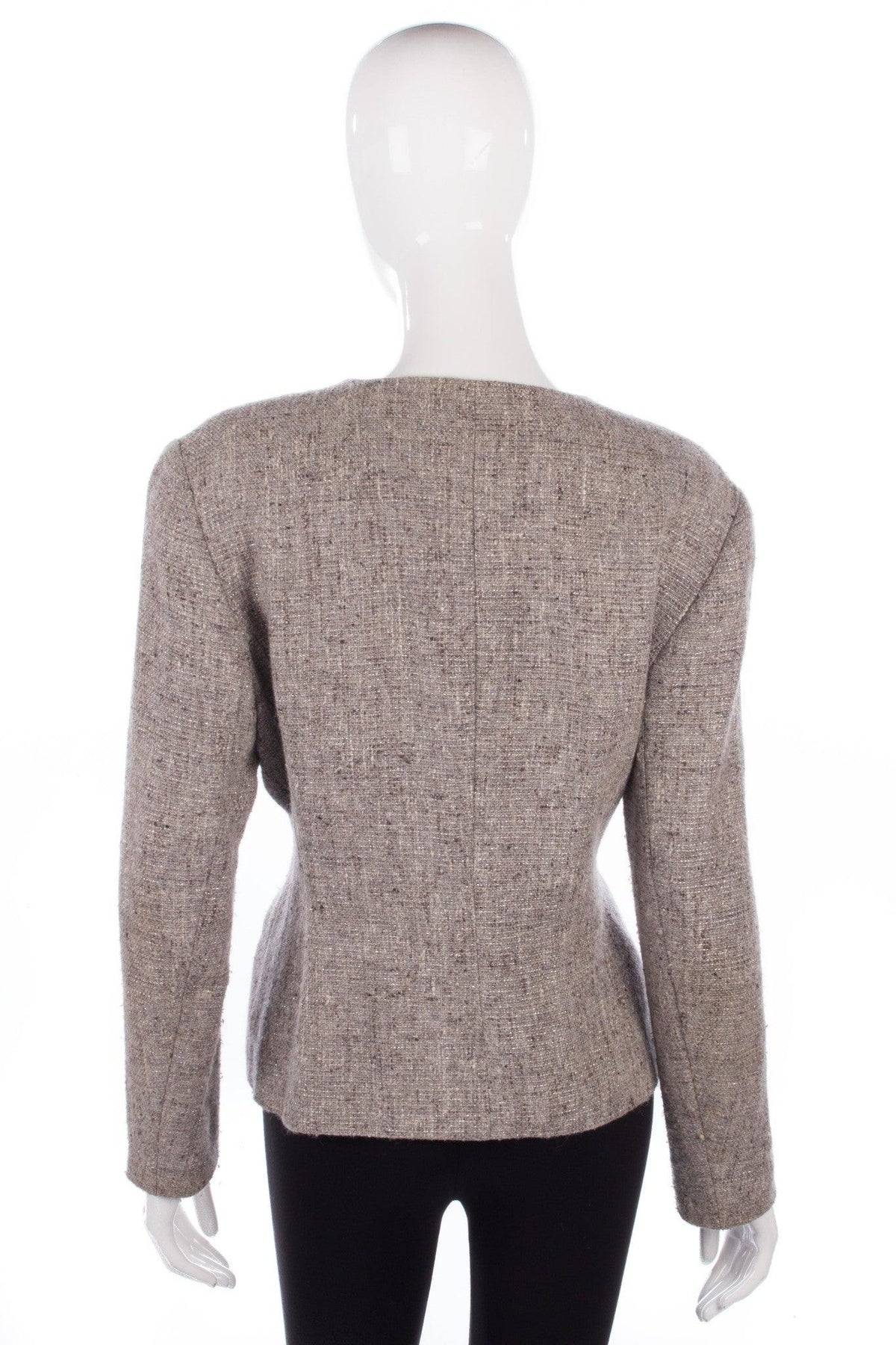 Jaeger Round Neck Jacket Wool/Silk Mix Grey Size 16 - Ava & Iva