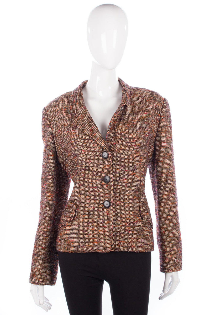 Caroline Charles Cotton Mix Jacket Orange and Brown Size 16 - Ava & Iva