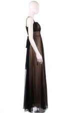Caroline Charles nude and black ball gown side