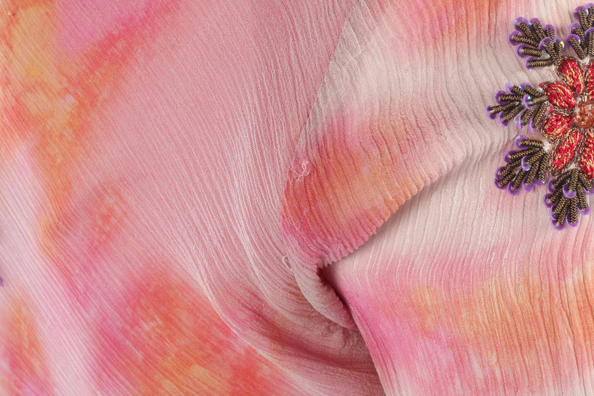 Aftershock 100% Silk Embroidered Top Orange and Pink Size S (UK8/10) - Ava & Iva