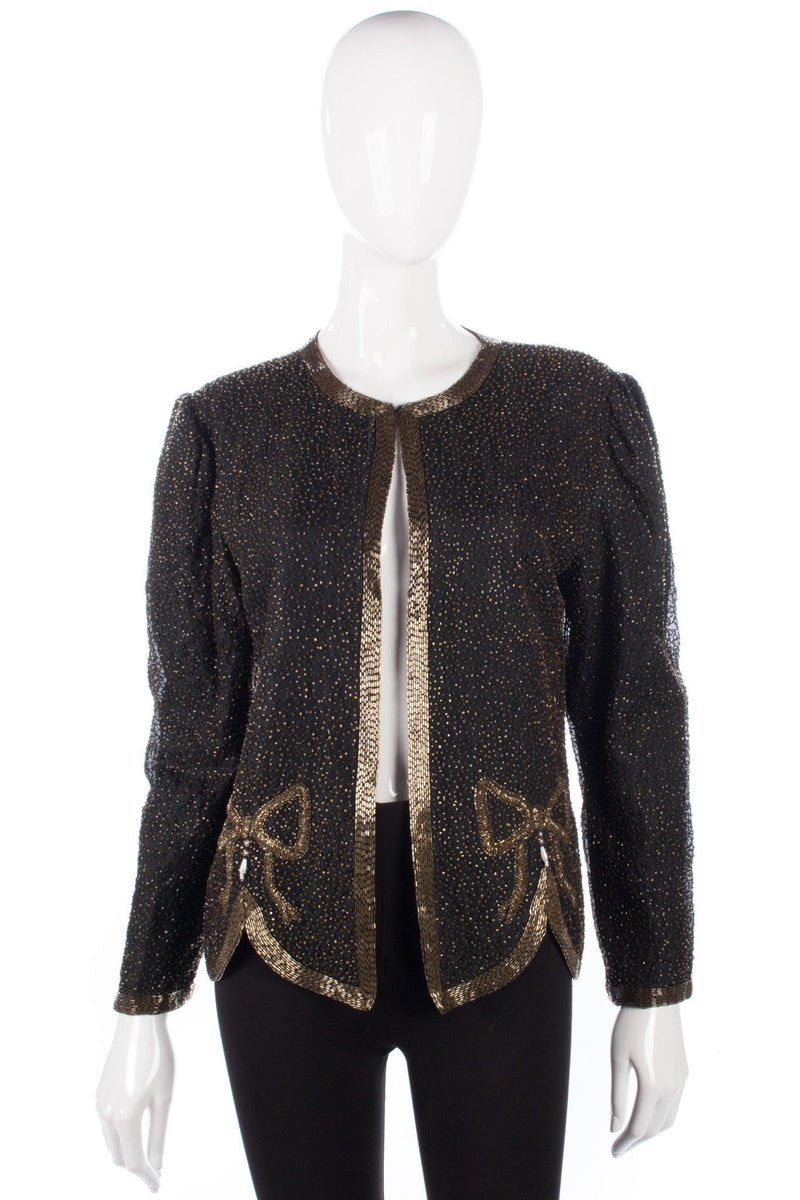 Razzle Dazzle Sequinned Jacket Black and Gold  UK 12/14 - Ava & Iva