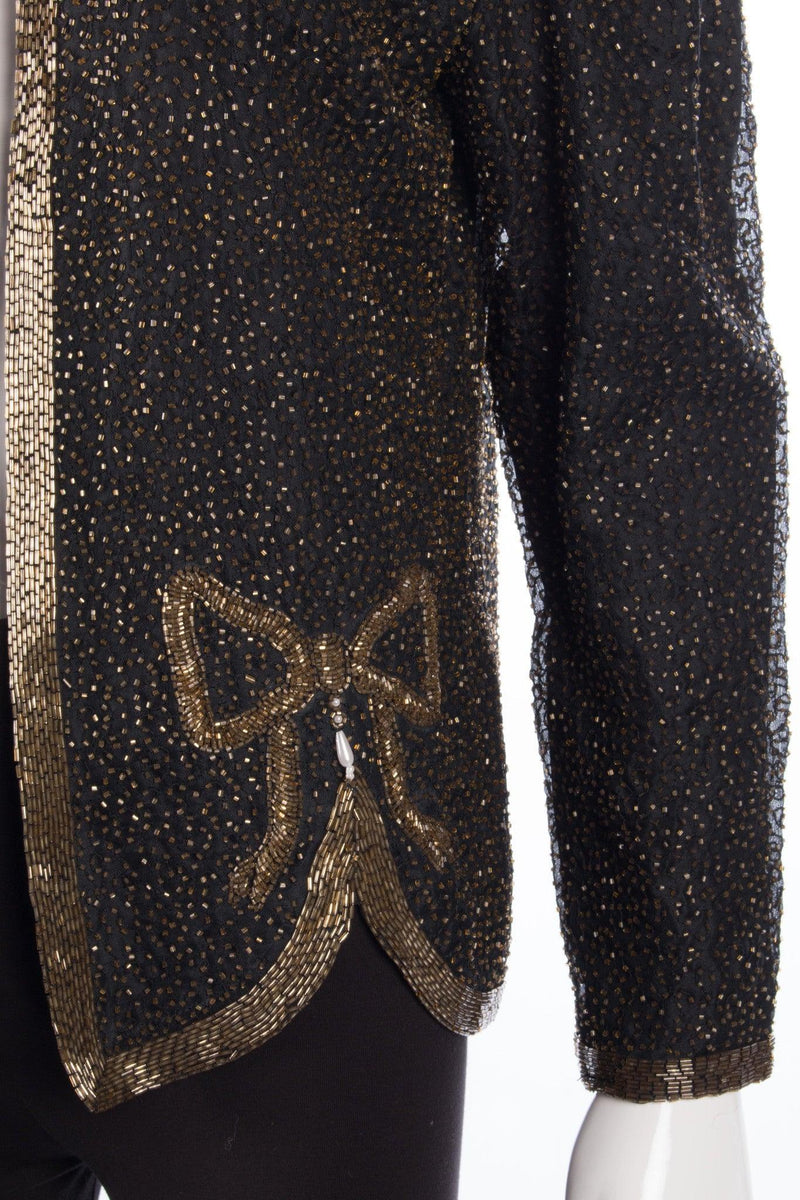 Razzle Dazzle Sequinned Jacket Black and Gold  UK 12/14 - Ava & Iva