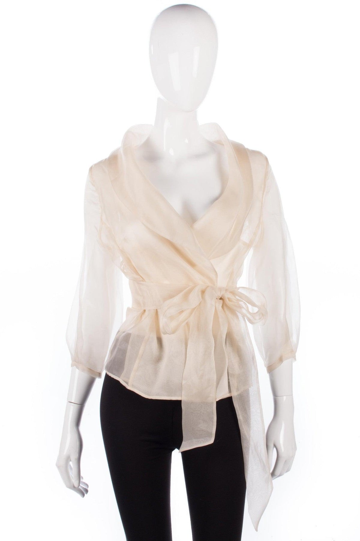 Rouge cream sheer silk fantastic wrap around blouse - Ava & Iva