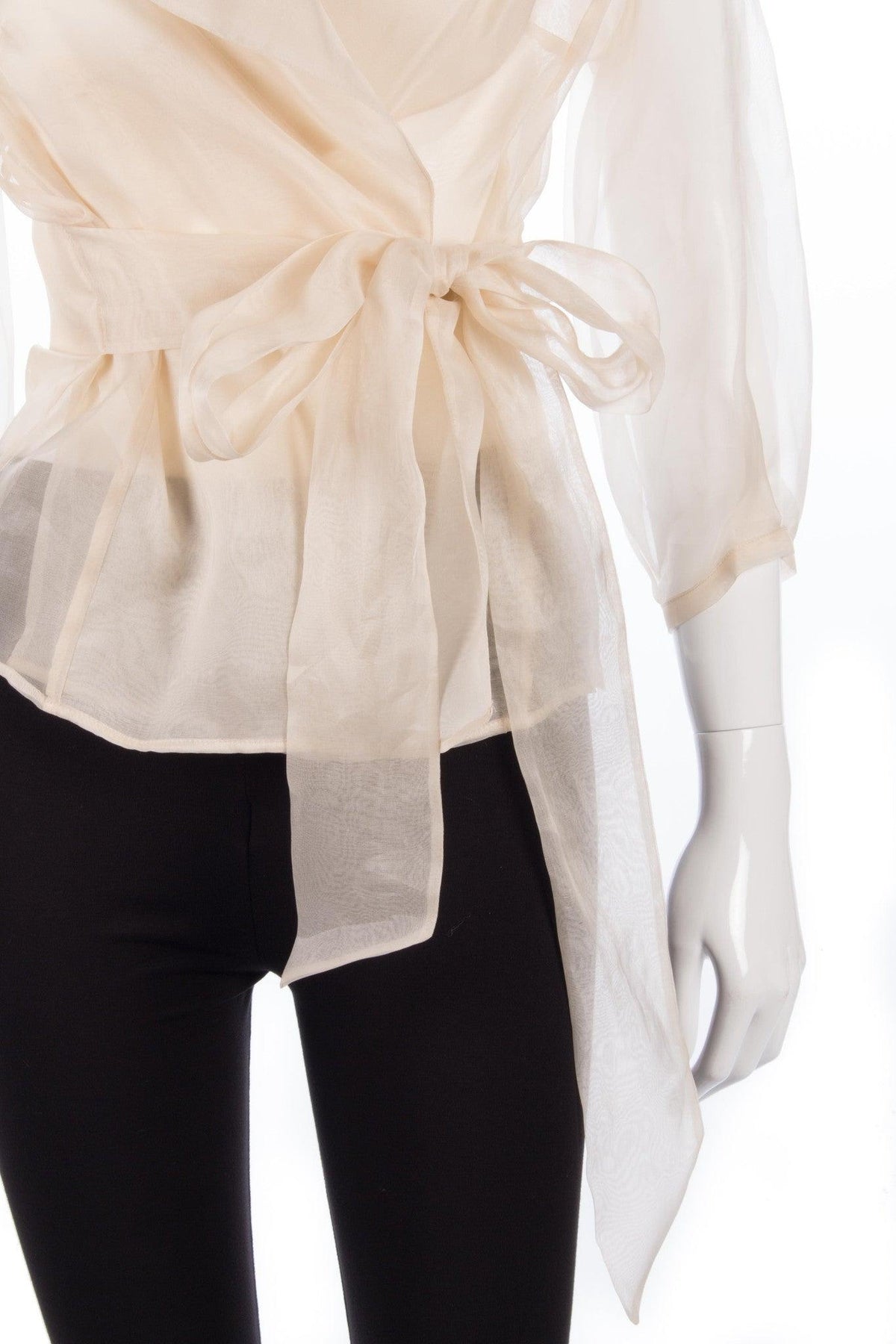 Rouge cream sheer silk fantastic wrap around blouse - Ava & Iva
