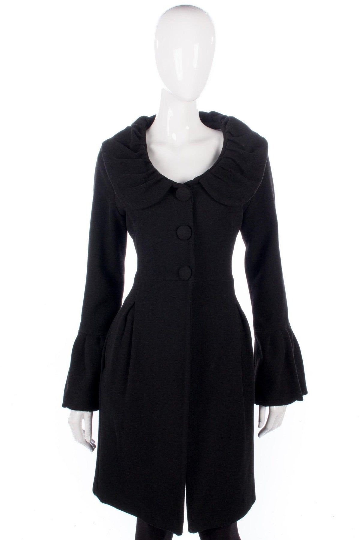 Icon Coat Black Mid Length with abulous Collar Fr Size 40 UK 12 - Ava & Iva