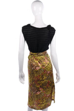Beautiful floral yellow, bronze and khaki silk skirt size M/L - Ava & Iva