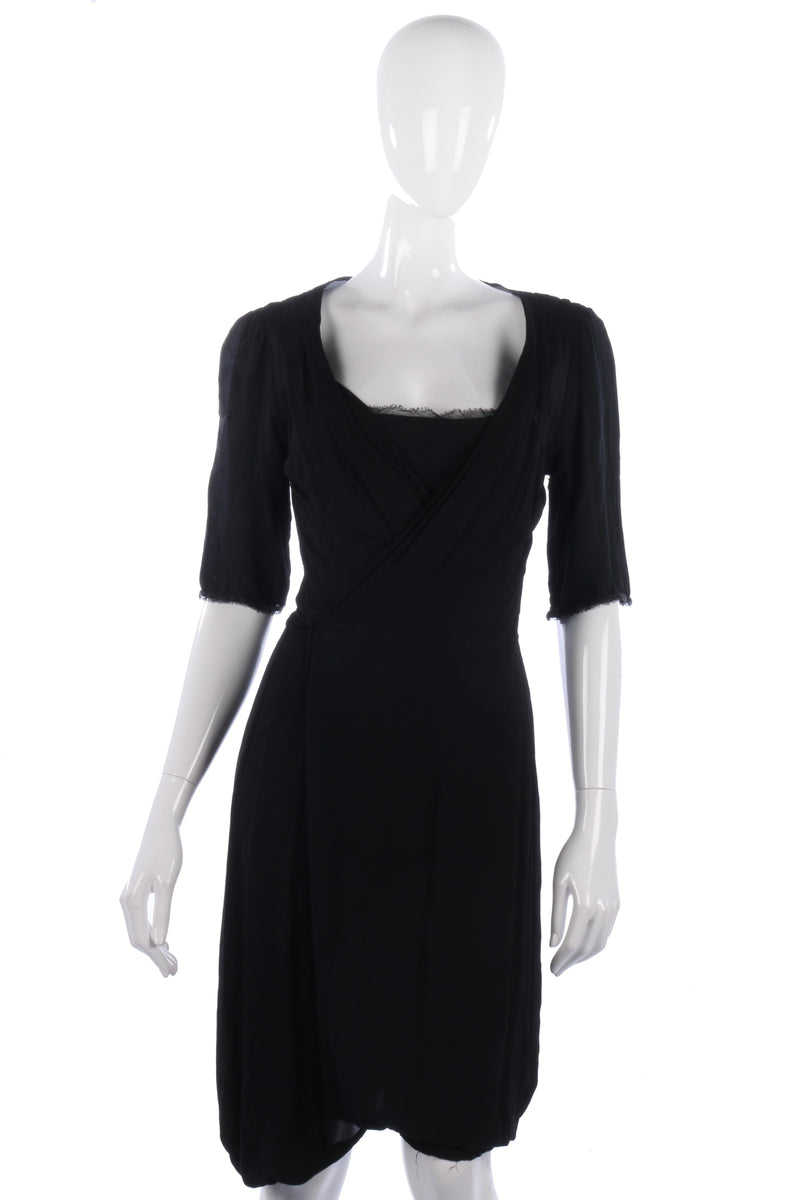 Black wrap style dress with lace detail size 12 - Ava & Iva