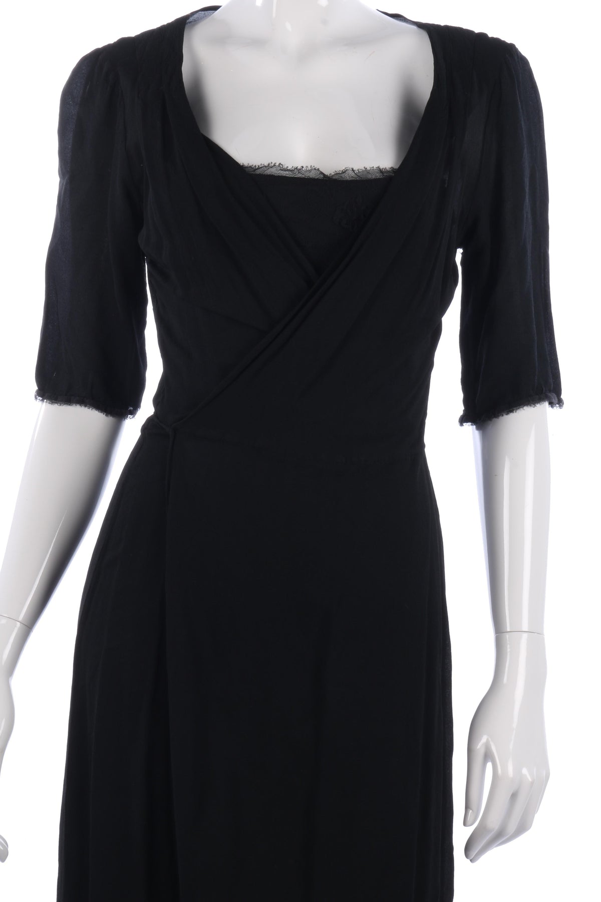 Black wrap style dress with lace detail size 12 - Ava & Iva