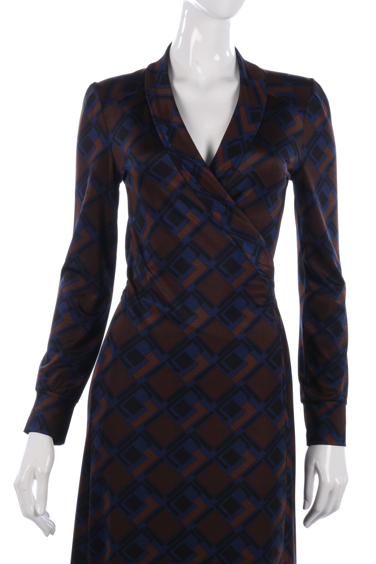 Vandenvos blue and brown wrap dress size S/M - Ava & Iva