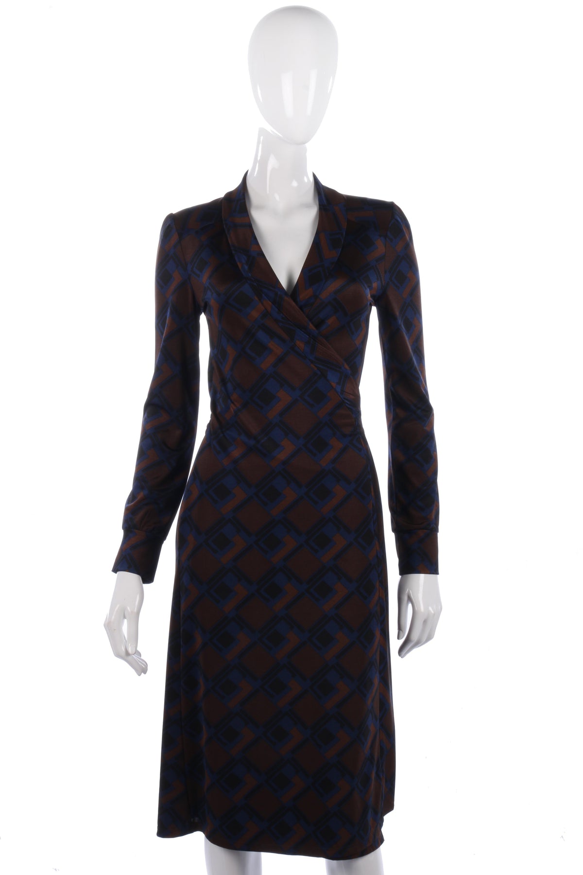 Vandenvos blue and brown wrap dress size S/M - Ava & Iva