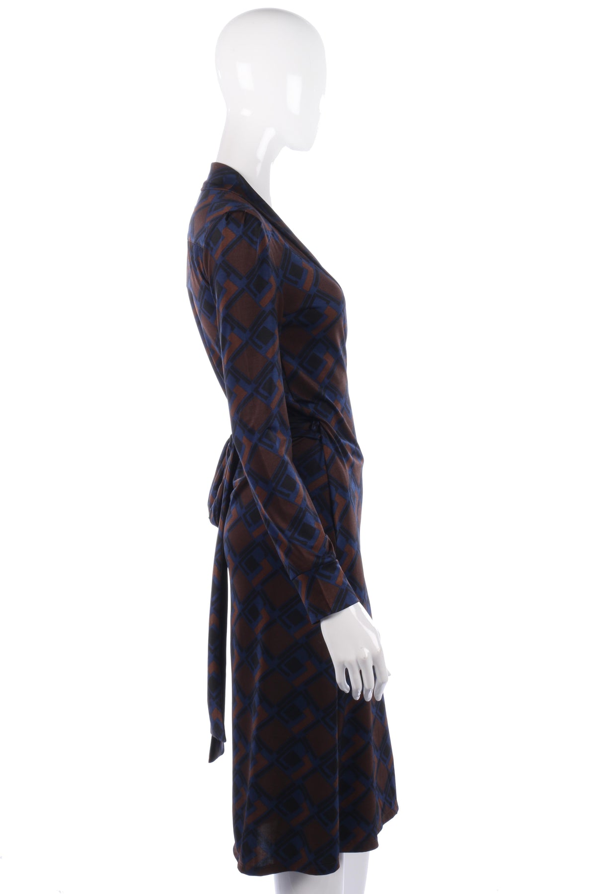 Vandenvos blue and brown wrap dress size S/M - Ava & Iva