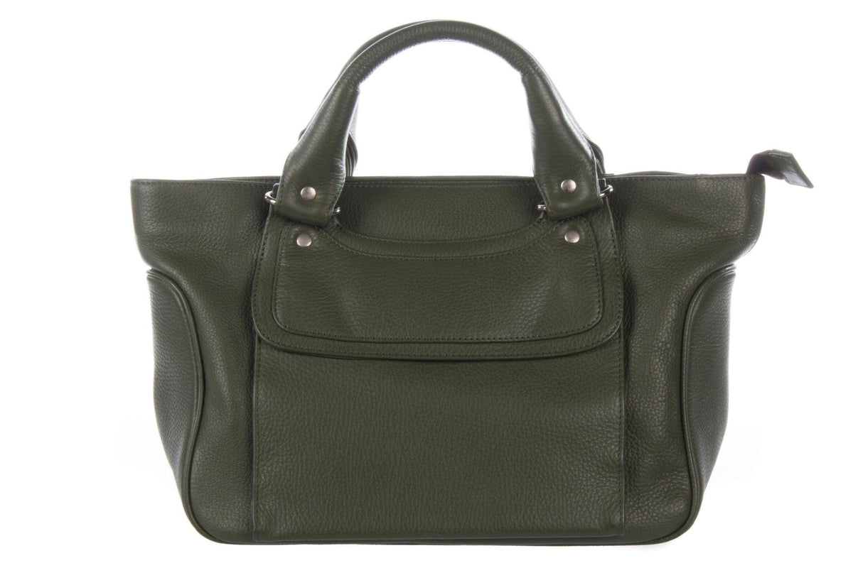 Le Sabbi Green Leather Handbag with Dustbag - Ava & Iva