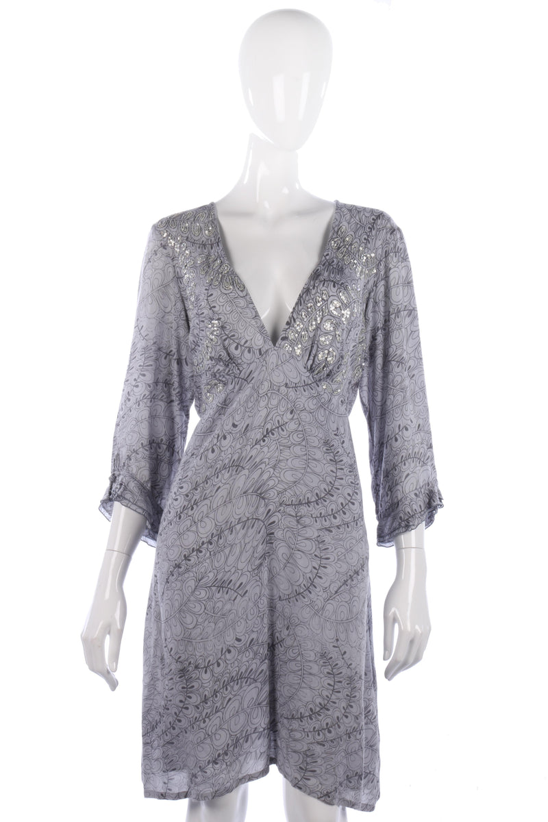 Jo Eden grey floral dress with sequin details size M - Ava & Iva