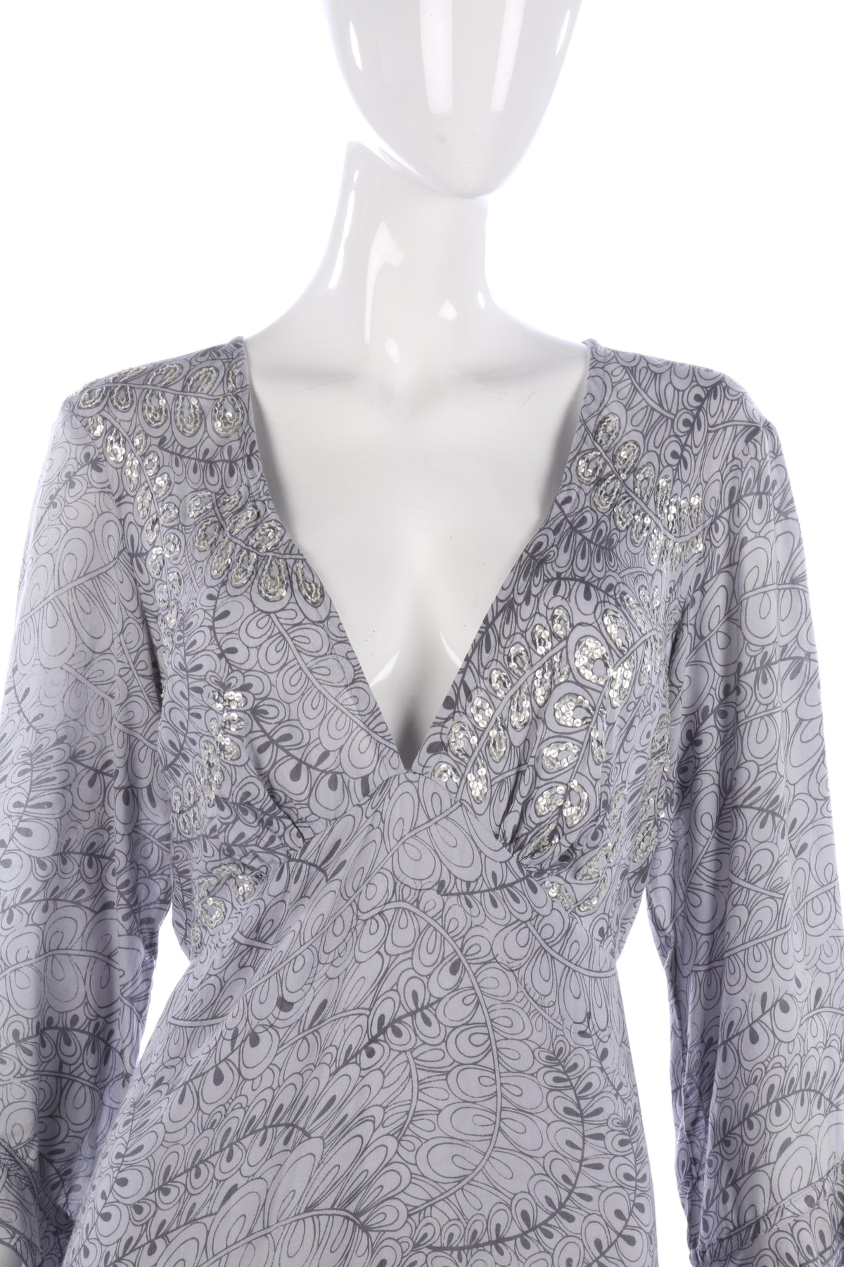 Jo Eden grey floral dress with sequin details size M - Ava & Iva