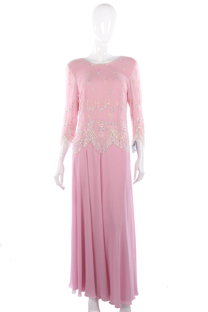 Amazing vintage Frank Usher pink beaded top and skirt - Ava & Iva